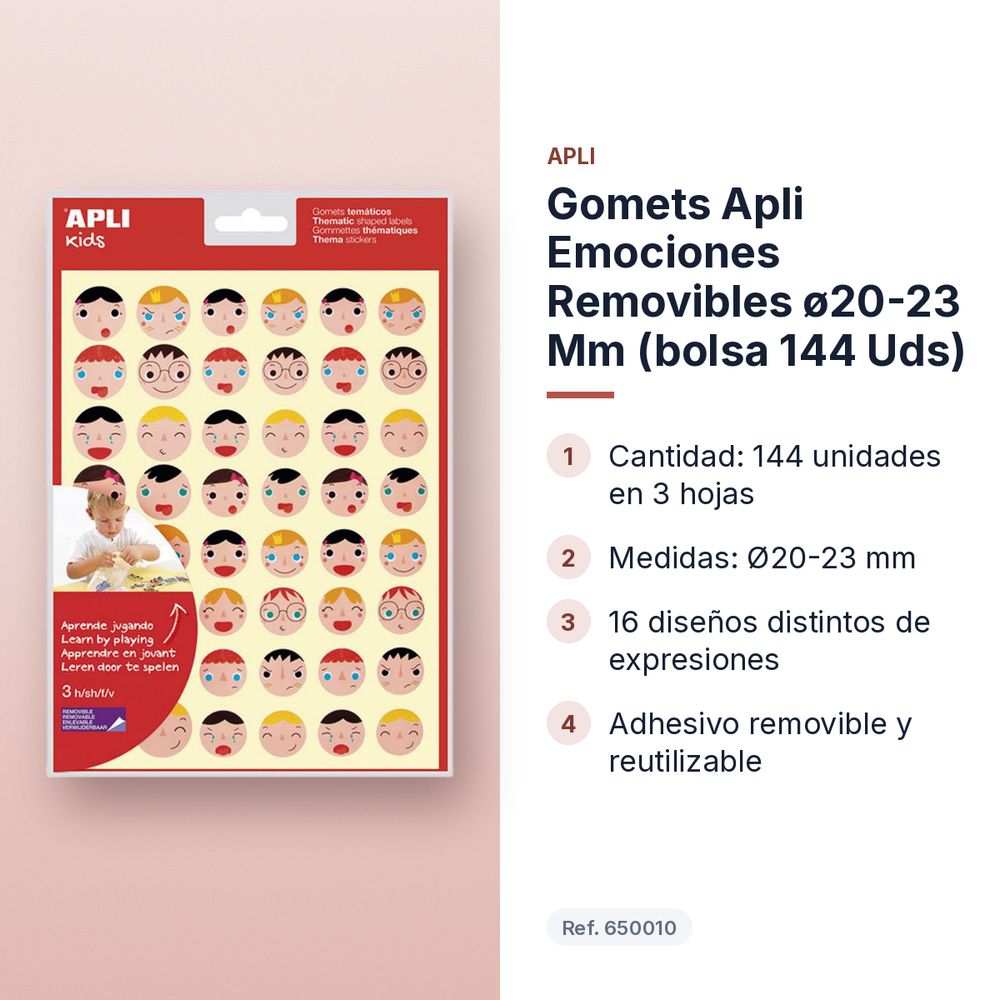 GOMETS APLI EMOCIONES REMOVIBLES Ø20-23 MM (BOLSA 144 UDS) - características principales