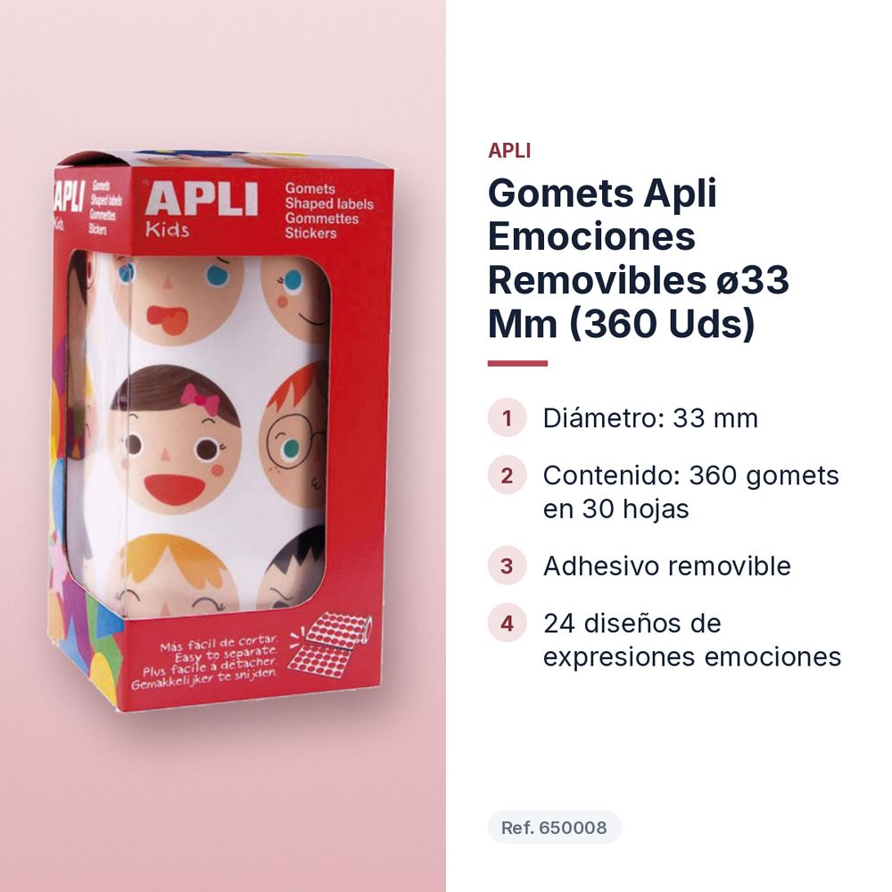 GOMETS APLI EMOCIONES REMOVIBLES Ø33 MM (360 UDS) - características principales