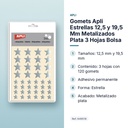 GOMETS APLI ESTRELLAS 12,5 Y 19,5 MM METALIZADOS PLATA 3 HOJAS BOLSA - características principales