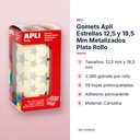 GOMETS APLI ESTRELLAS 12,5 Y 19,5 MM METALIZADOS PLATA ROLLO - características principales