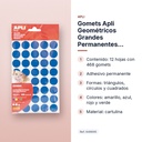 GOMETS APLI GEOMÉTRICOS GRANDES PERMANENTES AMARILLO, AZUL, ROJO Y VERDE 12 HOJAS BOLSA - características principales