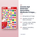 GOMETS APLI REDONDOS REMOVIBLES MULTICOLOR 6 HOJAS BOLSA - características principales