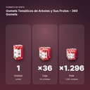 GOMETS TEMÁTICOS DE ARBOLES Y SUS FRUTOS – 360 GOMETS - formato de venta: caja de 36, palé de 1296