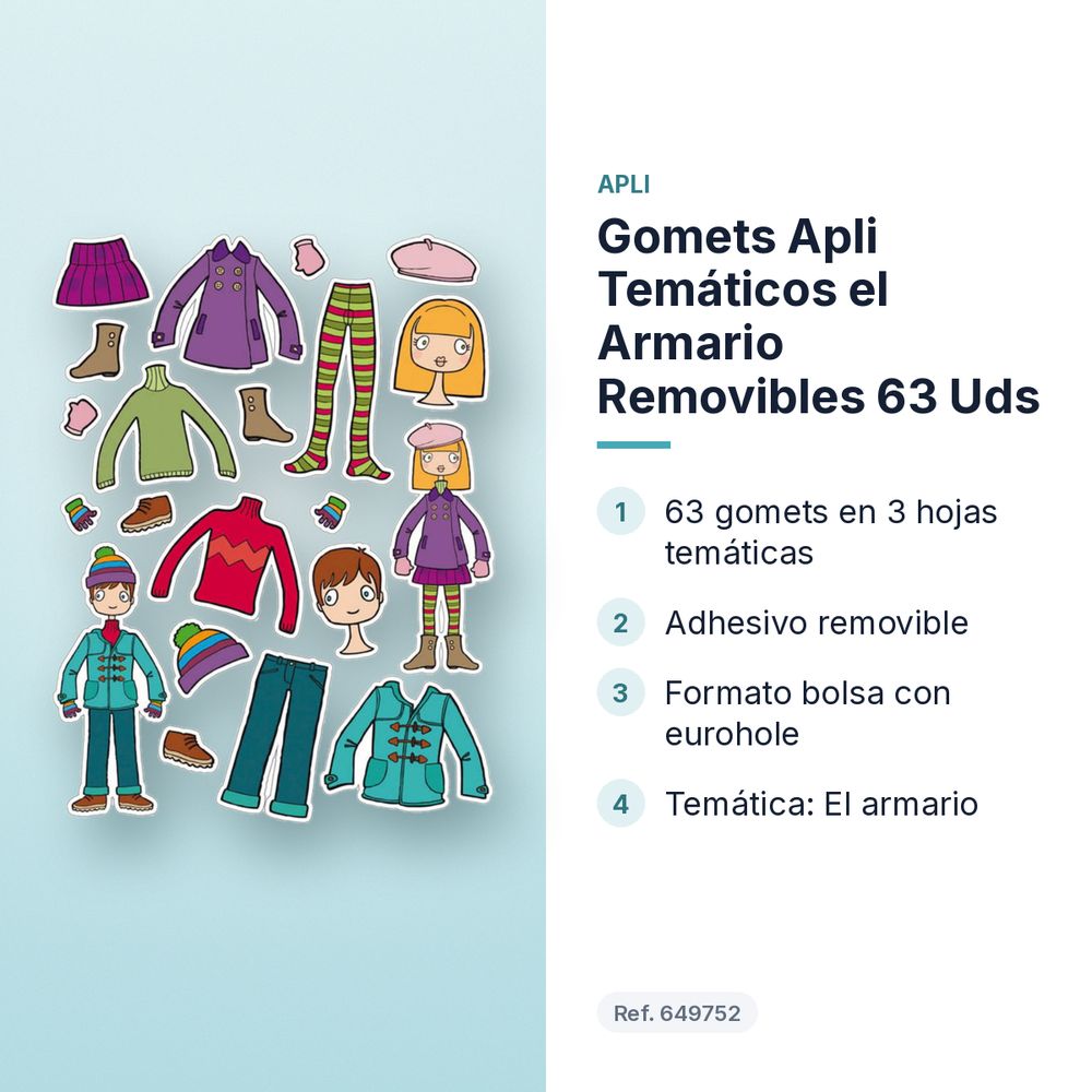 GOMETS APLI TEMÁTICOS EL ARMARIO REMOVIBLES 63 UDS - características principales