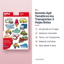 GOMETS APLI TEMÁTICOS LOS TRANSPORTES 3 HOJAS BOLSA - características principales