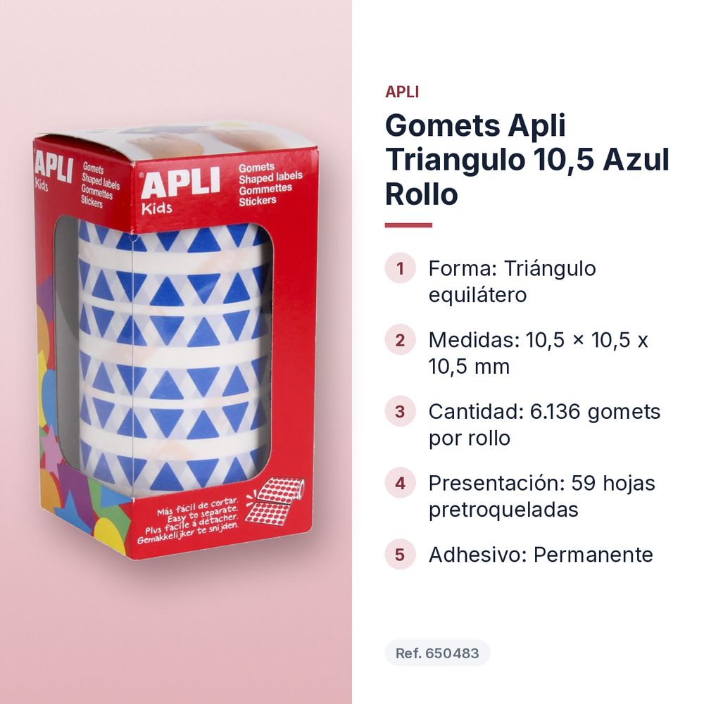 GOMETS APLI TRIANGULO 10,5 AZUL ROLLO - características principales