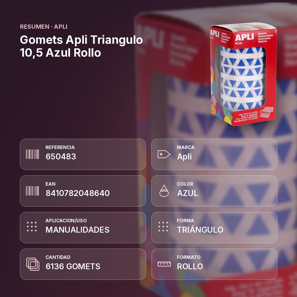 GOMETS APLI TRIANGULO 10,5 AZUL ROLLO - resumen de atributos
