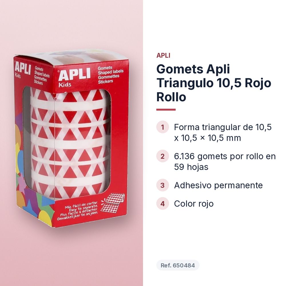 GOMETS APLI TRIANGULO 10,5 ROJO ROLLO - características principales