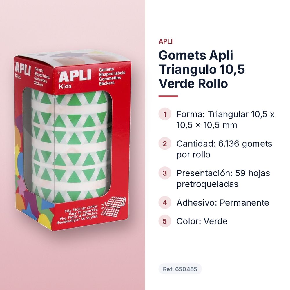 GOMETS APLI TRIANGULO 10,5 VERDE ROLLO - características principales