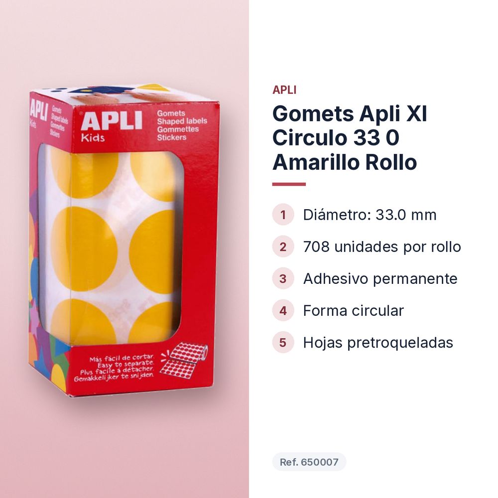 GOMETS APLI XL CIRCULO 33 0 AMARILLO ROLLO - características principales