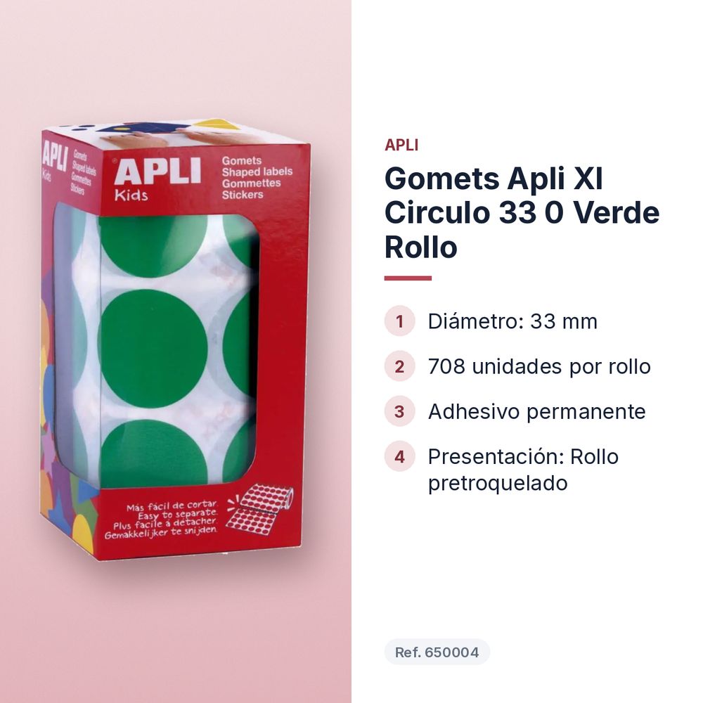 GOMETS APLI XL CIRCULO 33 0 VERDE ROLLO - características principales