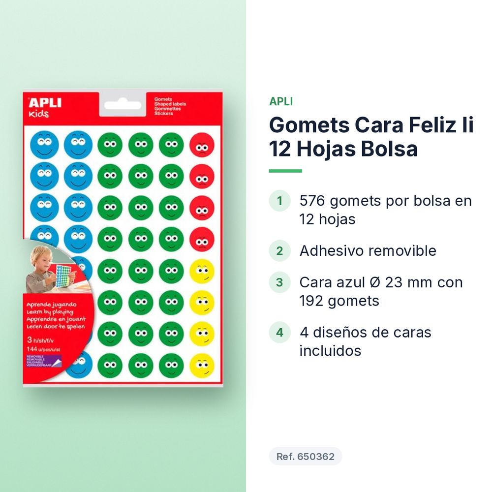 GOMETS CARA FELIZ II 12 HOJAS BOLSA - características principales
