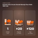 GOMETS INETA CÍRCULO GRANDE NARANJA FLUOR ROLLO 1680 UDS - formato de venta: paquete de 20, caja de 120