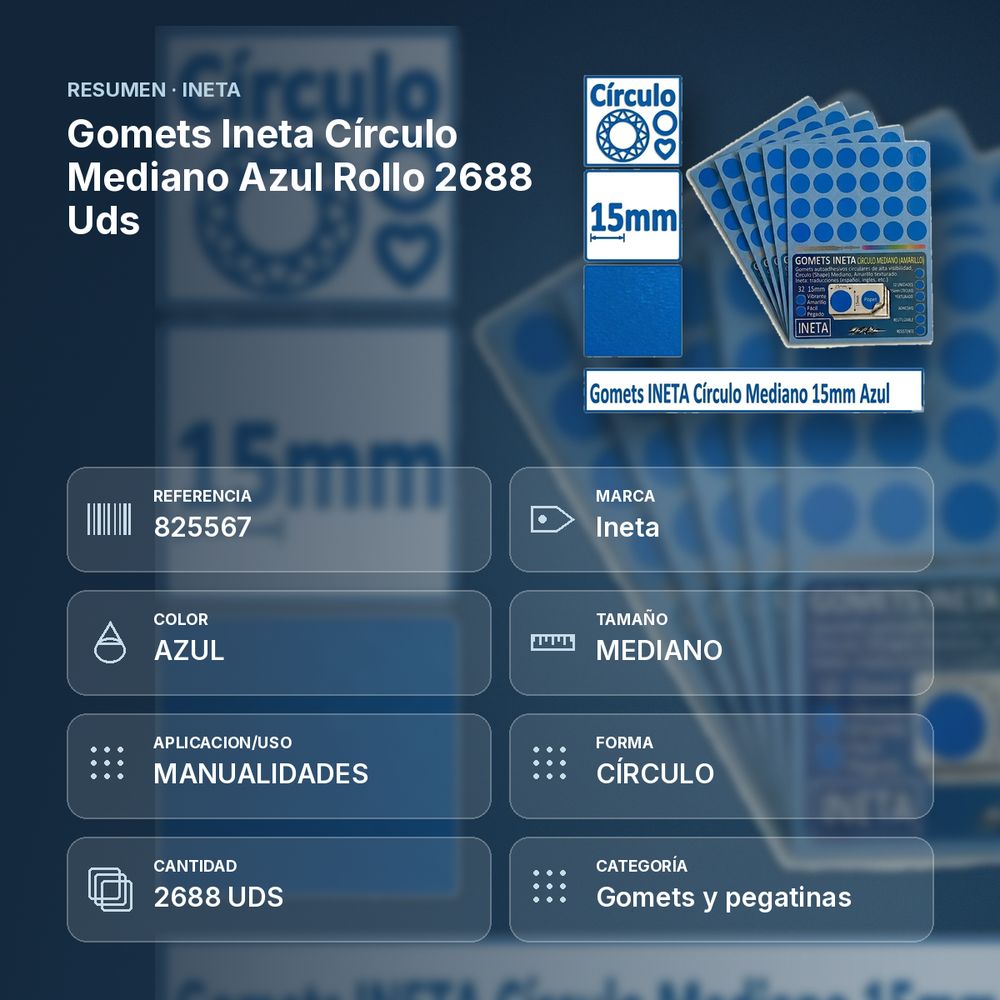 GOMETS INETA CÍRCULO MEDIANO AZUL ROLLO 2688 UDS - resumen de atributos