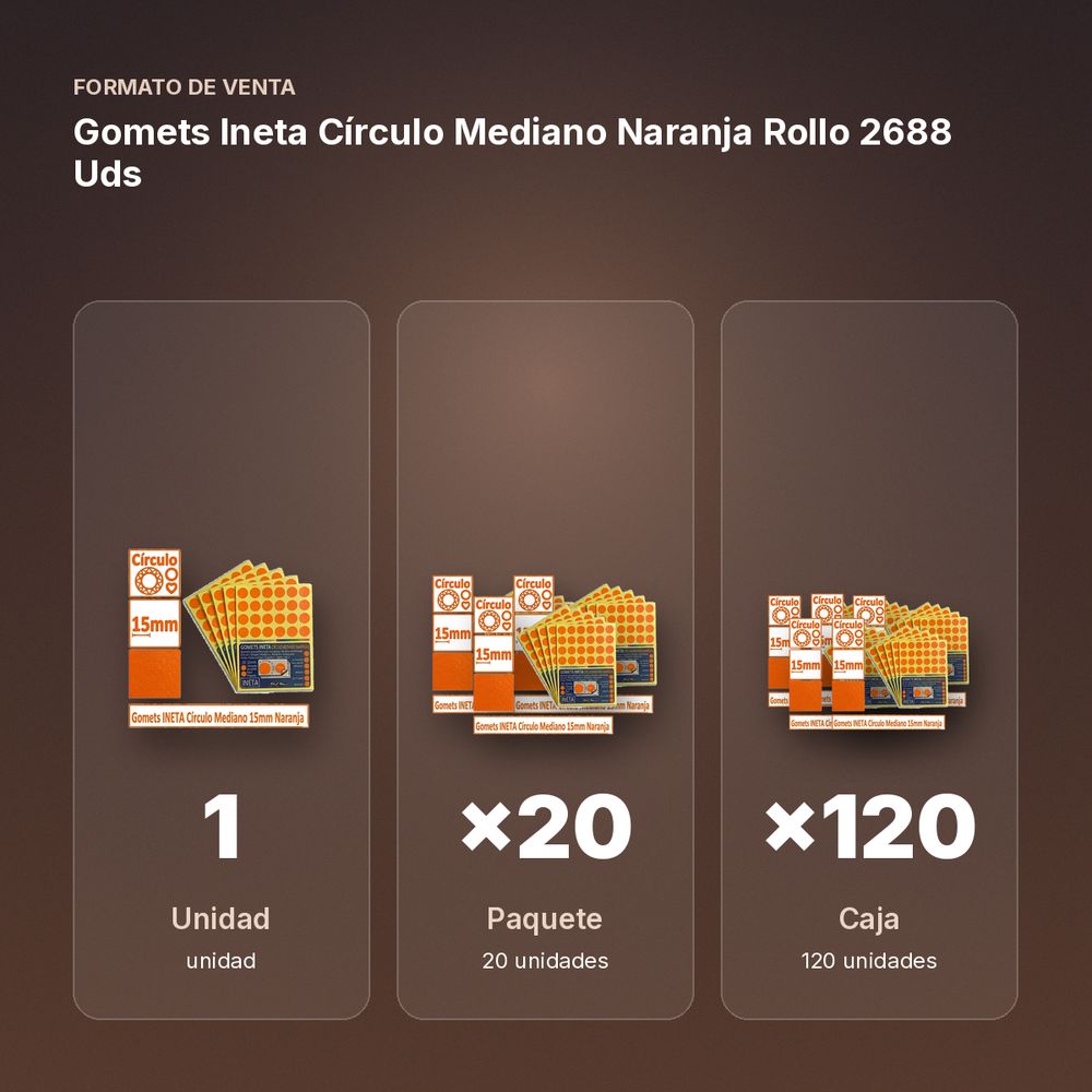 GOMETS INETA CÍRCULO MEDIANO NARANJA ROLLO 2688 UDS - formato de venta: paquete de 20, caja de 120