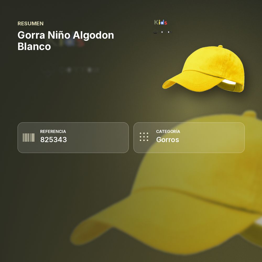 GORRA NIÑO ALGODON BLANCO - resumen de atributos
