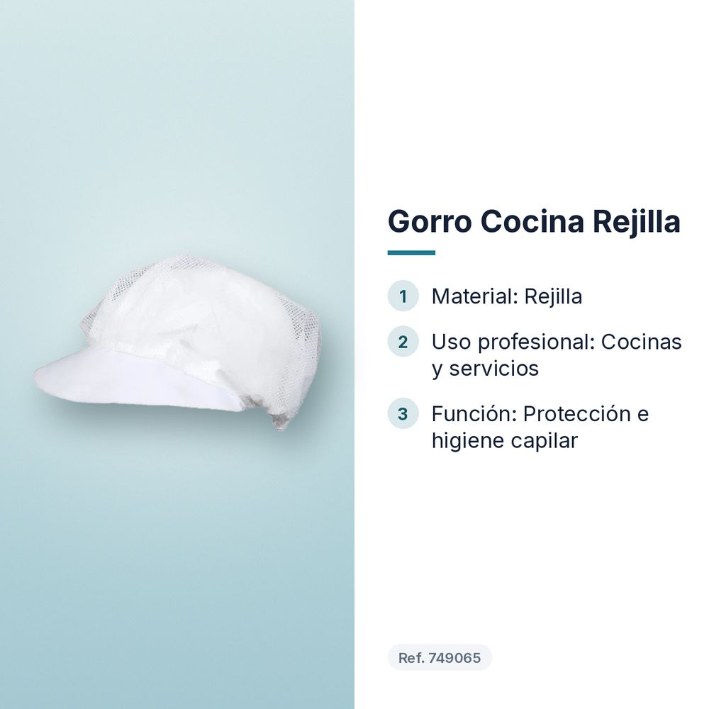 GORRO COCINA REJILLA - características principales