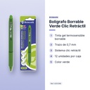 BOLÍGRAFO BORRABLE VERDE CLIC RETRÁCTIL  - características principales