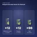 BOLÍGRAFO BORRABLE VERDE CLIC RETRÁCTIL  - formato de venta: paquete de 12, caja de 96