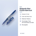 BOLÍGRAFO PILOT FRIXION BALL AZUL - características principales