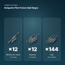 BOLÍGRAFO PILOT FRIXION BALL NEGRO - formato de venta: paquete de 12, caja de 144, palé de 864