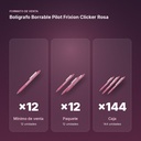 BOLÍGRAFO BORRABLE PILOT FRIXION CLICKER ROSA - formato de venta: paquete de 12, caja de 144, palé de 864