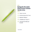 BOLÍGRAFO BORRABLE PILOT FRIXION CLICKER VERDE LIMA - características principales