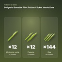 BOLÍGRAFO BORRABLE PILOT FRIXION CLICKER VERDE LIMA - formato de venta: paquete de 12, caja de 144, palé de 864