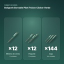 BOLÍGRAFO BORRABLE PILOT FRIXION CLICKER VERDE - formato de venta: paquete de 12, caja de 144, palé de 864