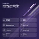 BOLÍGRAFO BORRABLE PILOT FRIXION CLICKER VIOLETA - resumen de atributos