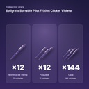 BOLÍGRAFO BORRABLE PILOT FRIXION CLICKER VIOLETA - formato de venta: paquete de 12, caja de 144, palé de 864