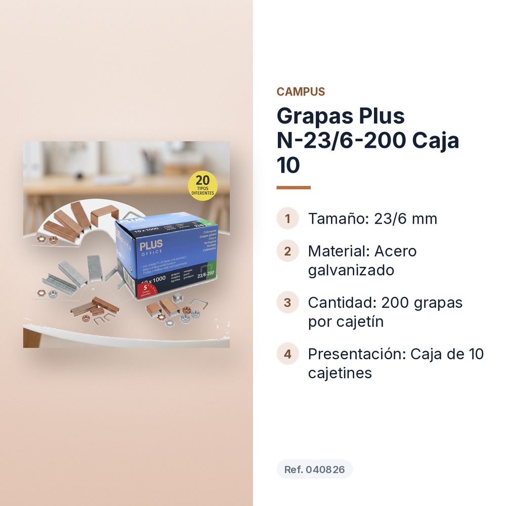 GRAPAS PLUS N-23/6-200 CAJA 10 - características principales