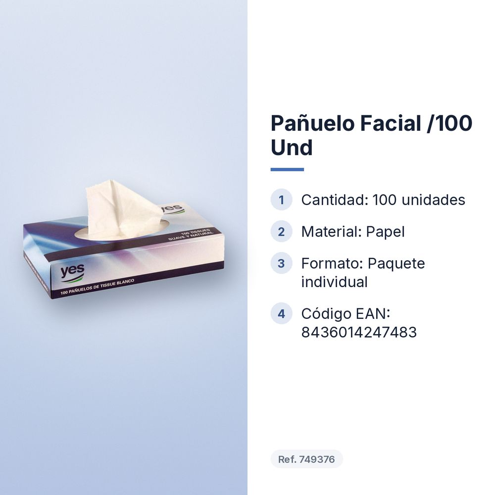 PAÑUELO FACIAL /100 UND - características principales