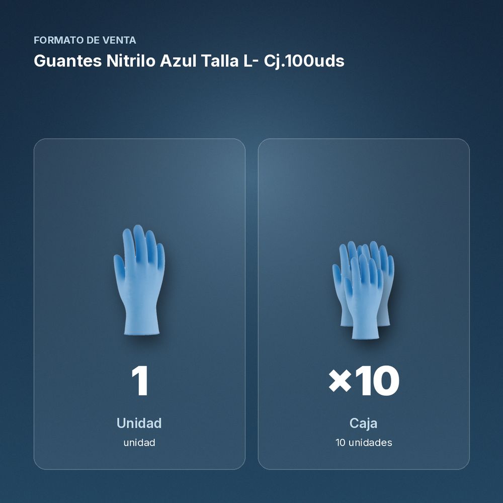 GUANTES NITRILO AZUL TALLA L- CJ.100UDS - formato de venta: caja de 10