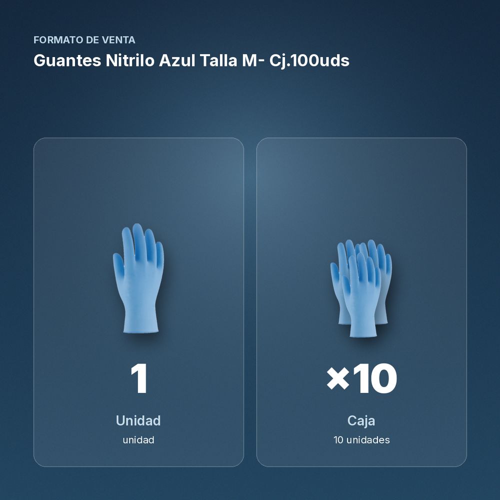GUANTES NITRILO AZUL TALLA M- CJ.100UDS - formato de venta: caja de 10