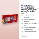 GOMETS FORMAS GEOMÉTRICOS XL MARRÓN, ROSA, LILA Y NARANJA 4 ROLLOS - características principales