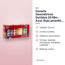GOMETS GEOMÉTRICOS SURTIDOS 20 MM – AZUL, ROJO,AMARILLO, VERDE (4 UINDADES) - características principales