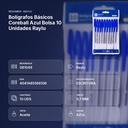 BOLÍGRAFOS BÁSICOS COREBALL AZUL BOLSA 10 UNIDADES RAYLU - resumen de atributos