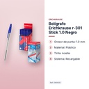 BOLÍGRAFO ERICHKRAUSE R-301 STICK 1.0 NEGRO  - características principales