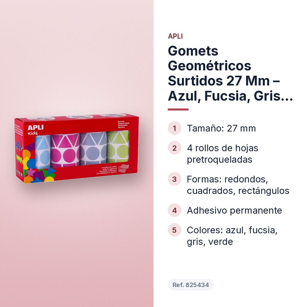 GOMETS GEOMÉTRICOS SURTIDOS 27 MM – AZUL, FUCSIA, GRIS, VERDE (4 UINDADES) - características principales
