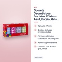 GOMETS GEOMÉTRICOS SURTIDOS 27 MM – AZUL, FUCSIA, GRIS, VERDE (4 UINDADES) - características principales