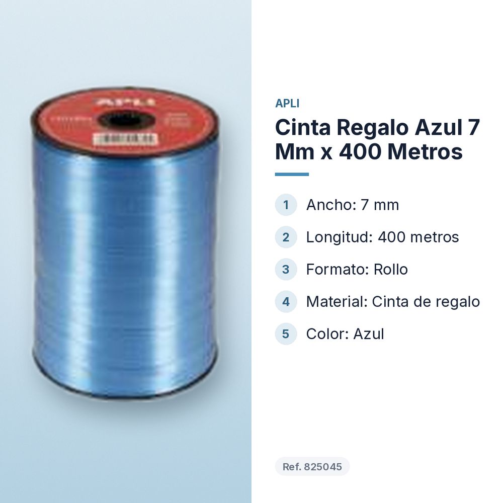 CINTA REGALO AZUL 7 MM X 400 METROS - características principales