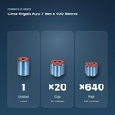 CINTA REGALO AZUL 7 MM X 400 METROS - formato de venta: caja de 20, palé de 640