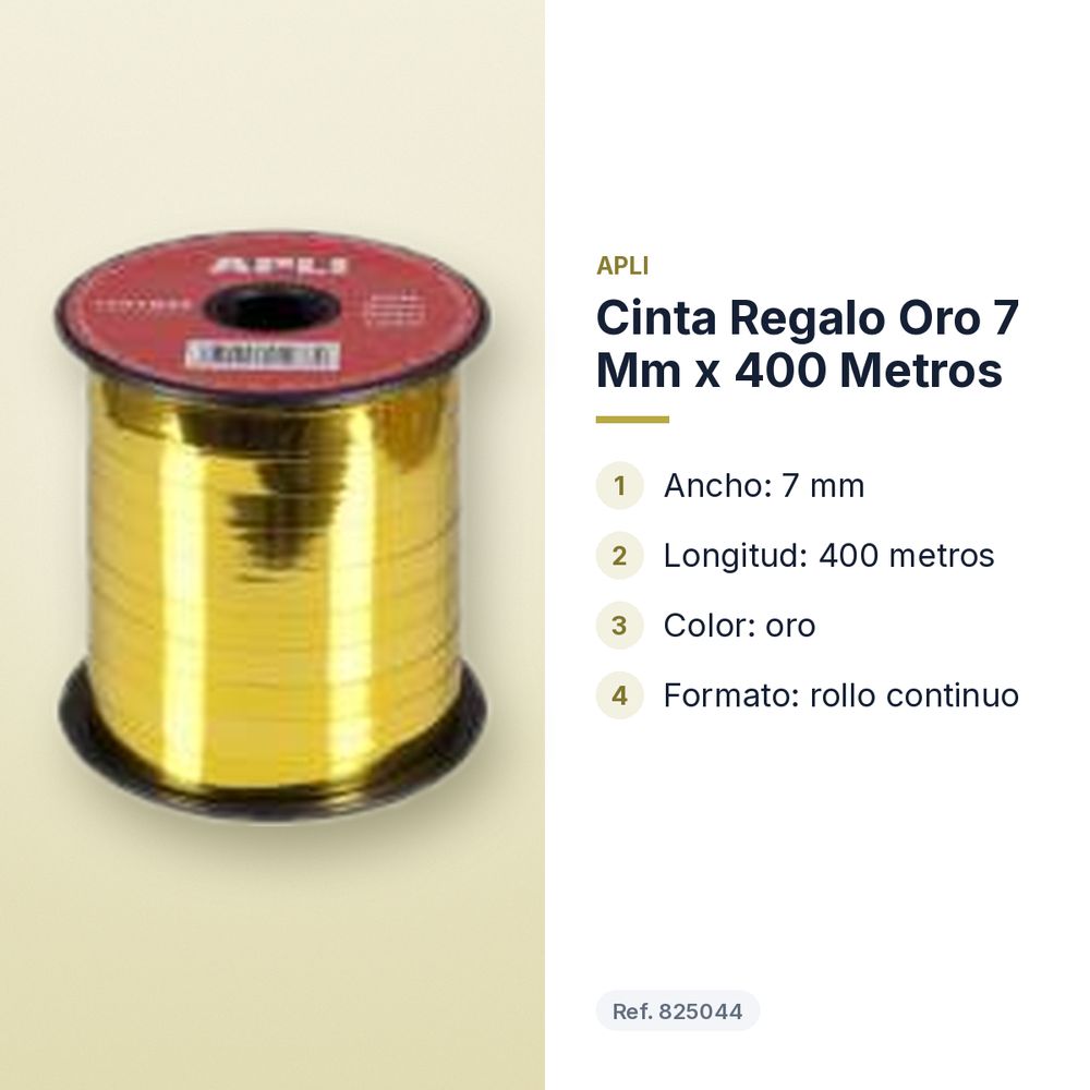 CINTA REGALO ORO 7 MM X 400 METROS  - características principales