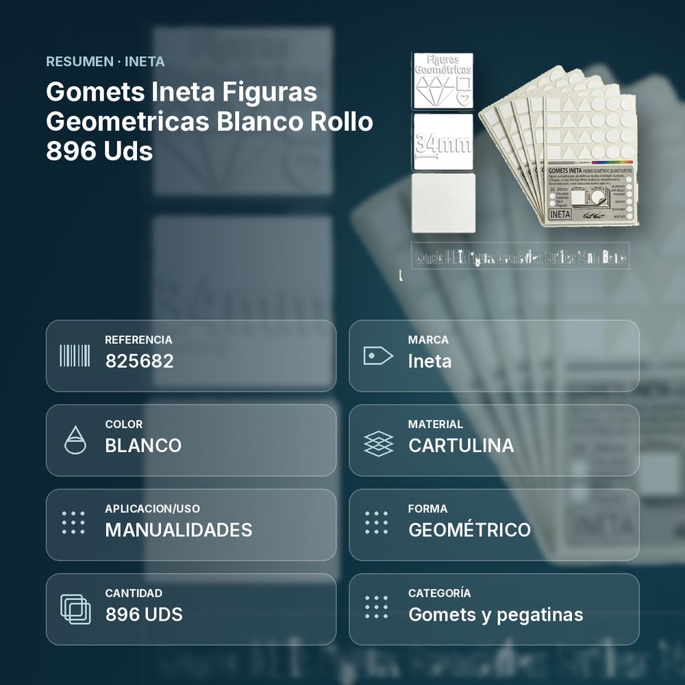 GOMETS INETA FIGURAS GEOMETRICAS BLANCO ROLLO 896 UDS - resumen de atributos