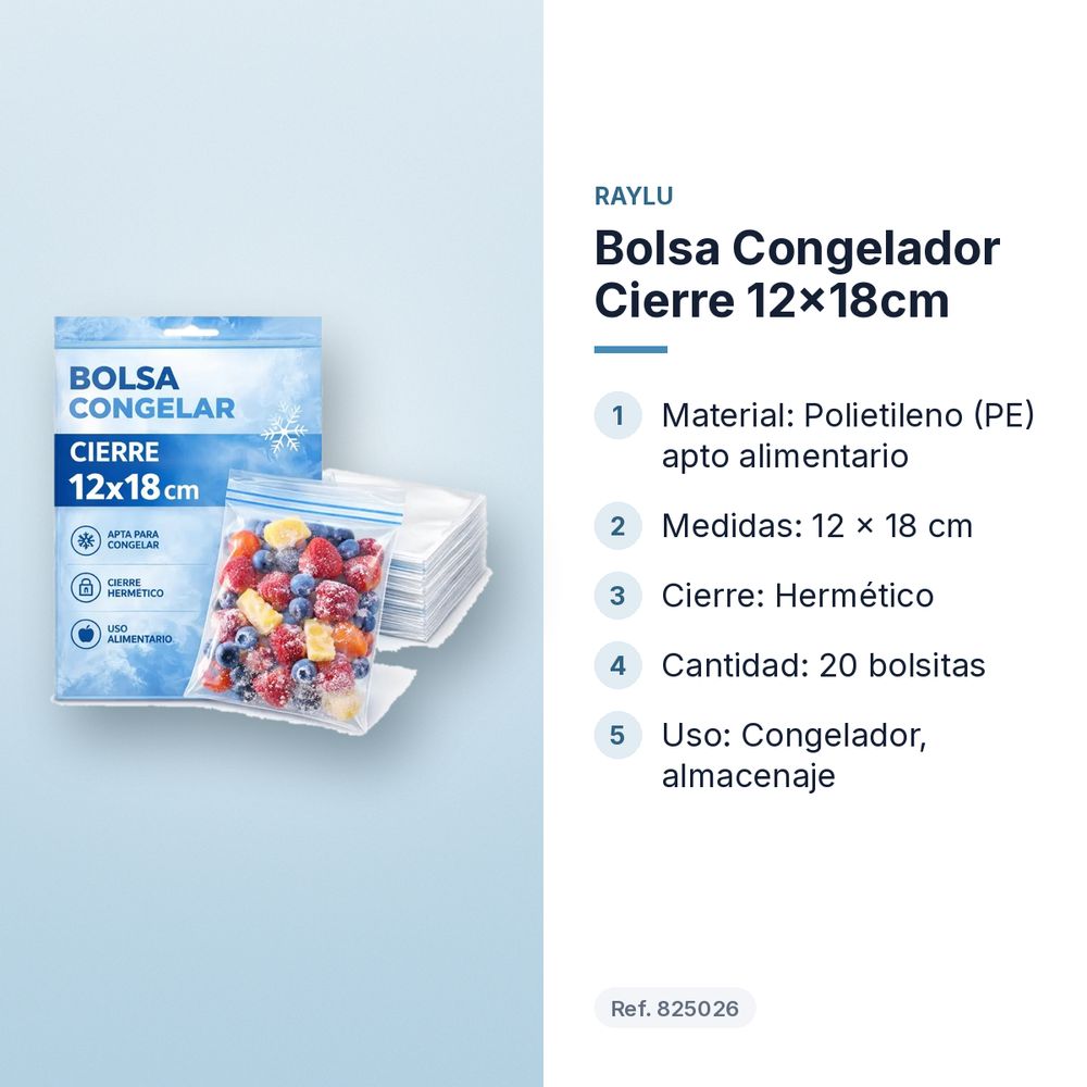 BOLSA CONGELADOR CIERRE 12X18CM - características principales