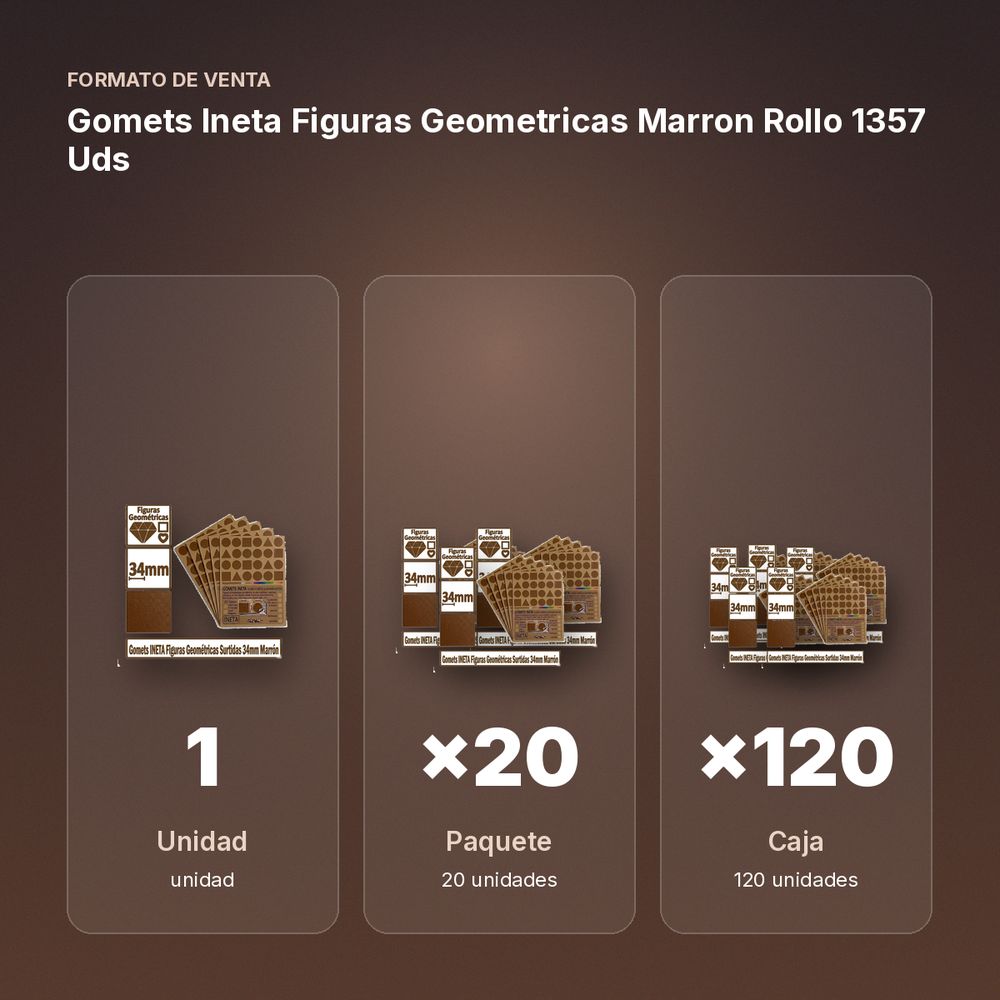 GOMETS INETA FIGURAS GEOMETRICAS MARRON ROLLO 1357 UDS - formato de venta: paquete de 20, caja de 120