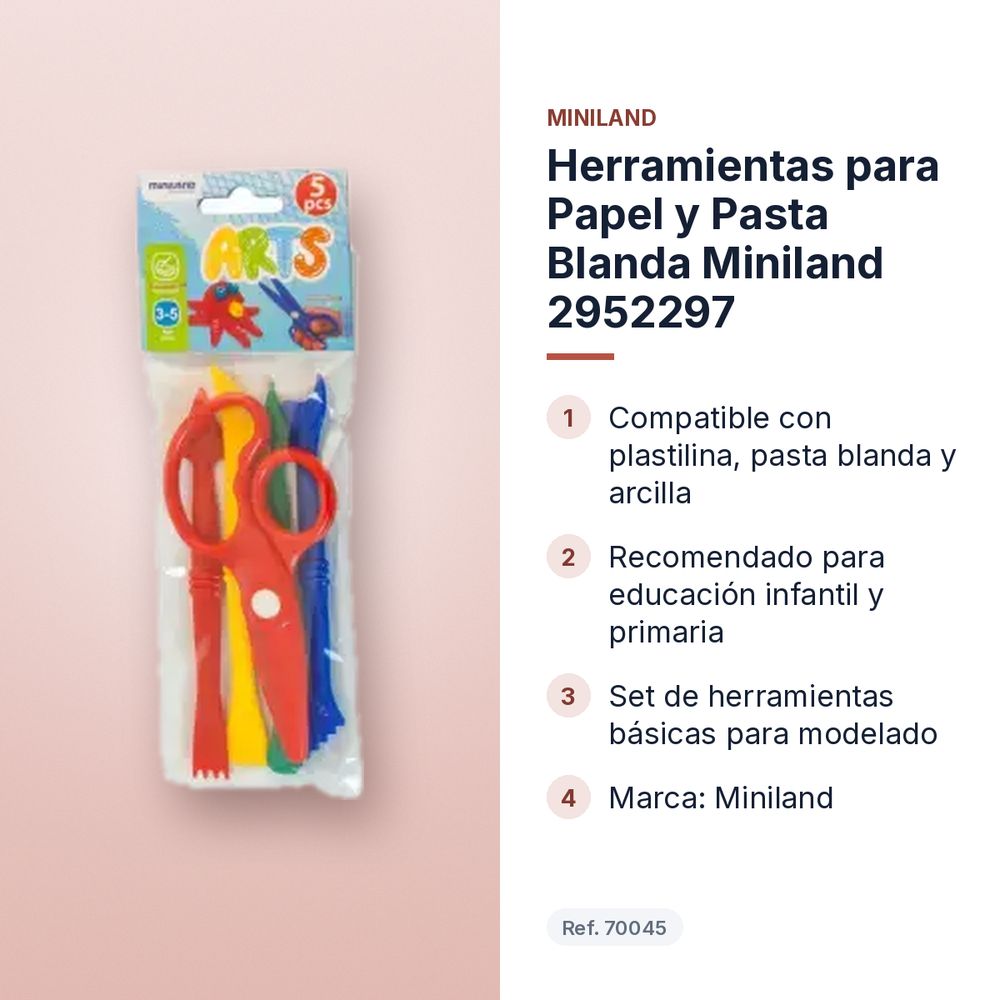HERRAMIENTAS PARA PAPEL Y PASTA BLANDA MINILAND 2952297 - características principales