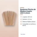 BASTONES PINCHO DE MADERA INSPIRO 200×2,5MM - características principales