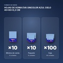 HOJAS DE GOMA EVA UNICOLOR AZUL CIELO 40x60x0,2 CM - formato de venta: paquete de 10, caja de 100